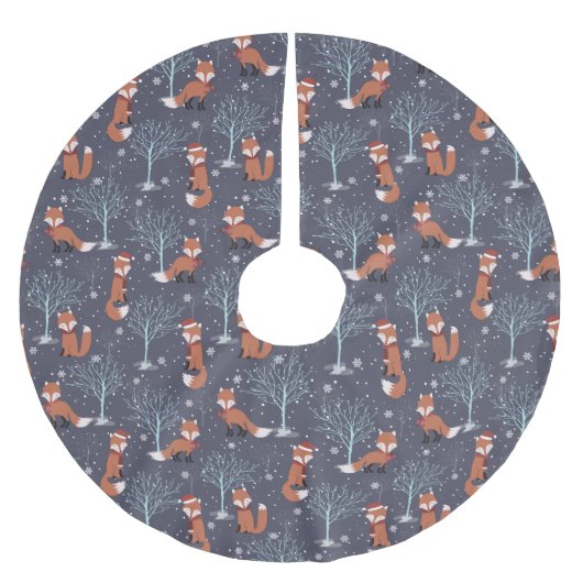 Niedlicher Winterfuchs Polyester Weihnachtsbaumdecke (Vorderseite)