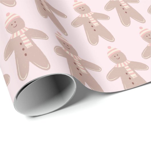 Niedlicher Wintergingerbrot Mann Weihnachten Geschenkpapier (Rolleneckpunkt)