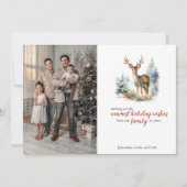 Niedlicher Winterhirsch im Schneewald Feiertagskarte (Vorderseite)