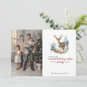 Niedlicher Winterhirsch im Schneewald Feiertagskarte (Stehend Vorderseite)