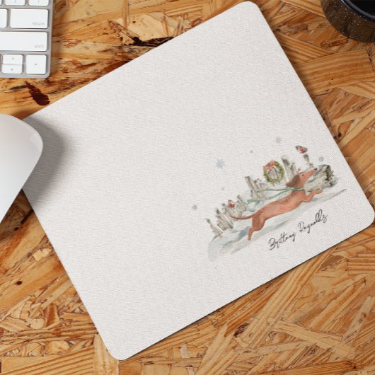 Niedlicher Winterhund Dackel | Monogramm Mousepad