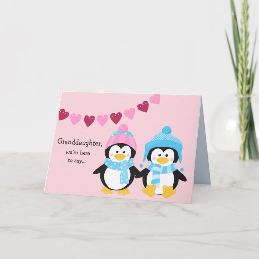 Niedlicher Winterpenguins-EnkelinValentine Feiertagskarte (Vorderseite)