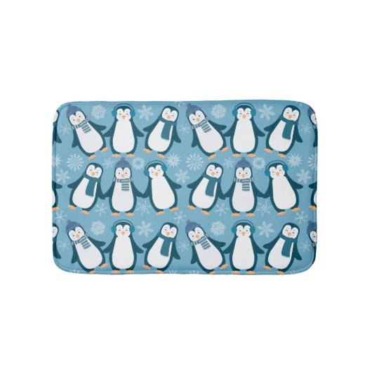 Niedlicher Winterpenguins-Entwurf Badematte (Vorderseite)