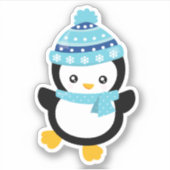Niedlicher Winterpinguin Aufkleber (Vorderseite)