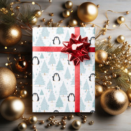 Niedlicher Winterpinguin Blue Geschenkpapier