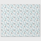 Niedlicher Winterpinguin Blue Geschenkpapier (Flach)