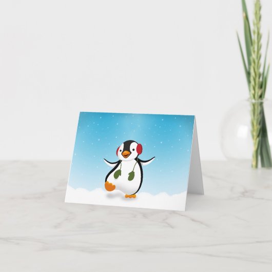 Niedlicher Winterpinguin Feiertagskarte (Vorderseite)
