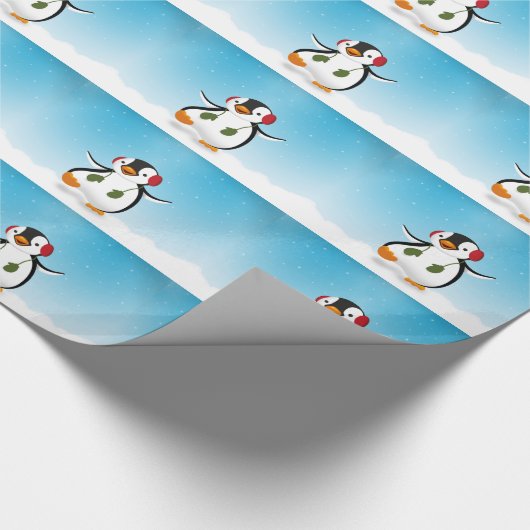 Niedlicher Winterpinguin Geschenkpapier (Ecke)