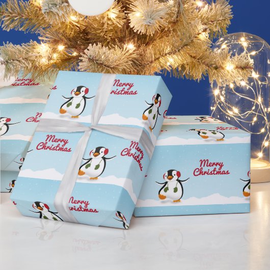 Niedlicher Winterpinguin Geschenkpapier (Feiertage)