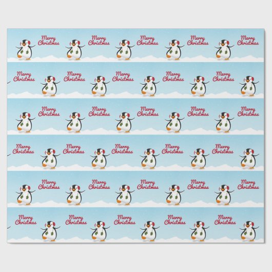 Niedlicher Winterpinguin Geschenkpapier (Flach)