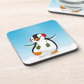 Niedlicher Winterpinguin Getränkeuntersetzer (Linke Seite)