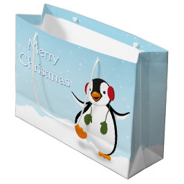 Niedlicher Winterpinguin Große Geschenktasche Geschenktüte