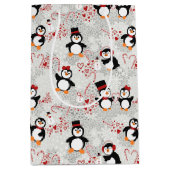 Niedlicher Winterpinguin-Herzmuster Mittlere Geschenktüte (Vorderseite)