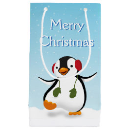 Niedlicher Winterpinguin Kleine Geschenktasche Geschenktüte