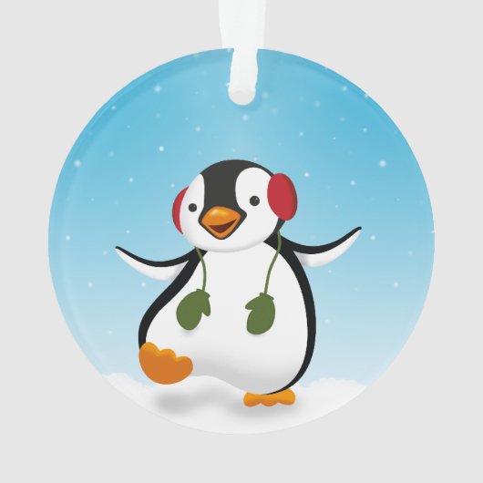 Niedlicher Winterpinguin Ornament (Rückseite)