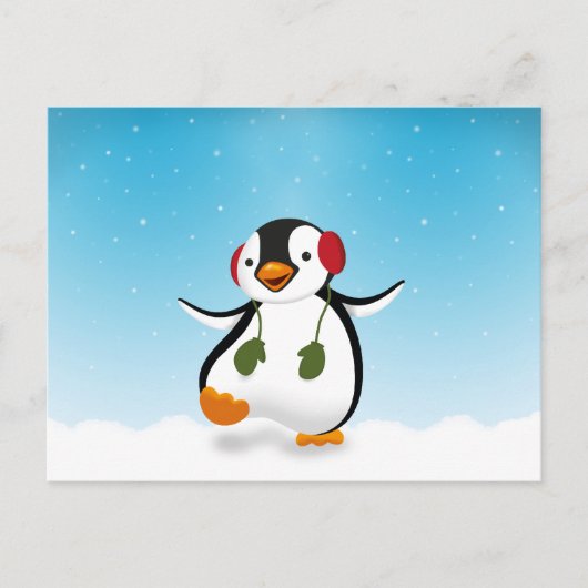 Niedlicher Winterpinguin Postkarte (Vorderseite)