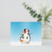 Niedlicher Winterpinguin Postkarte (Stehend Vorderseite)