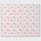 Niedlicher Winterpinguin Rosa Weihnachten Geschenkpapier (Flach)
