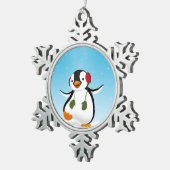 Niedlicher Winterpinguin Schneeflocken Zinn-Ornament (Rechts)
