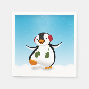 Niedlicher Winterpinguin Serviette
