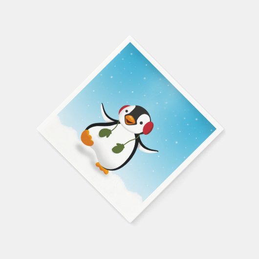 Niedlicher Winterpinguin Serviette (Ecke)