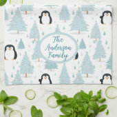 Niedlicher Winterpinguin Weihnachten Blau Geschirrtuch (Gefaltet)