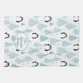 Niedlicher Winterpinguin Weihnachten Blau Geschirrtuch (Horizontal)