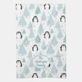 Niedlicher Winterpinguin Weihnachten Blau Geschirrtuch (Vertikal)