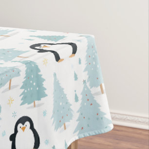 Niedlicher Winterpinguin Weihnachten Blau Tischdecke