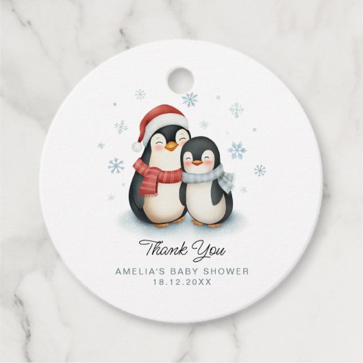 Niedlicher Winterpinguin Weihnachtsdusche Geschenkanhänger (Vorderseite)