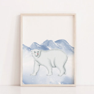 Niedlicher Winterpolarbär Arktis Kinderzimmer Wand Poster