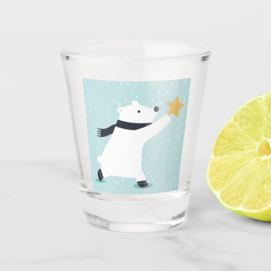 Niedlicher Winterpolarbär Schnapsglas (Vorderseite)