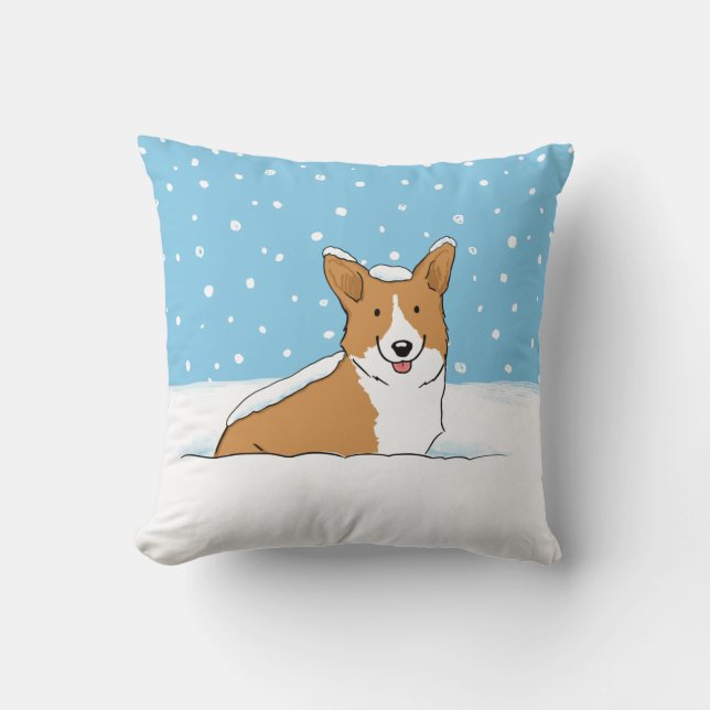 Niedlicher Winterschnee Corgi Cartoon Dog Fun Pet  Kissen (Vorderseite)