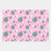 Niedlicher Winterschnee in hellrosa und weiß Geschenkpapier Set (Vorderseite 3)