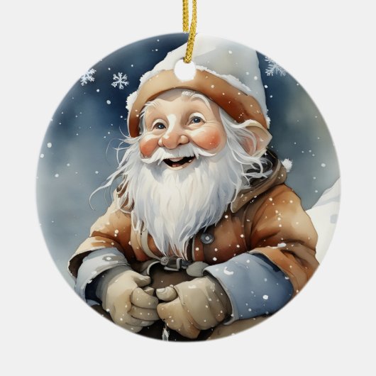 Niedlicher Winterschnee Keramik Ornament (Vorne)