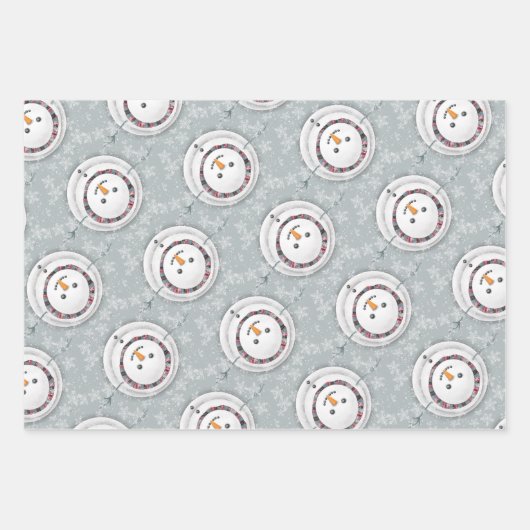 Niedlicher Winterschneemann - Wintersport Geschenkpapier Set (Vorderseite 2)