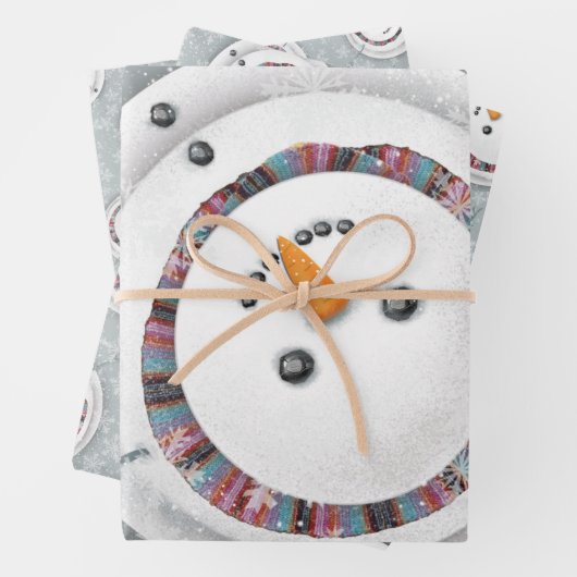 Niedlicher Winterschneemann - Wintersport Geschenkpapier Set (Beispiel)