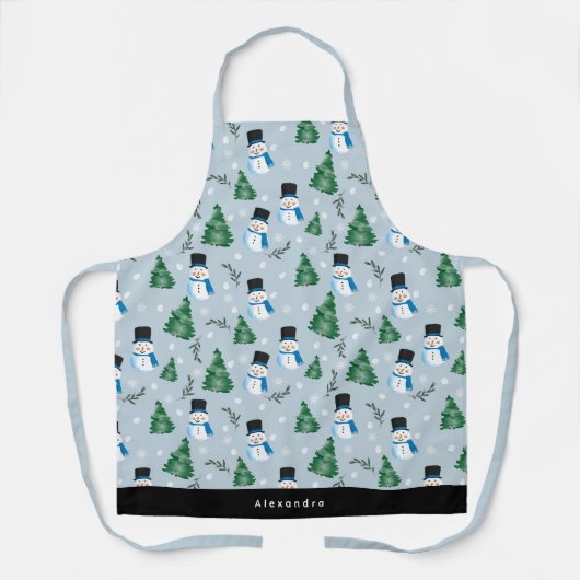 Niedlicher Winterschneepatter Individuelle Name Schürze (Vorderseite)