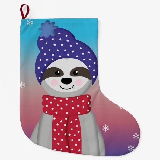 Niedlicher WinterSloth Großer Weihnachtsstrumpf (Vorderseite)