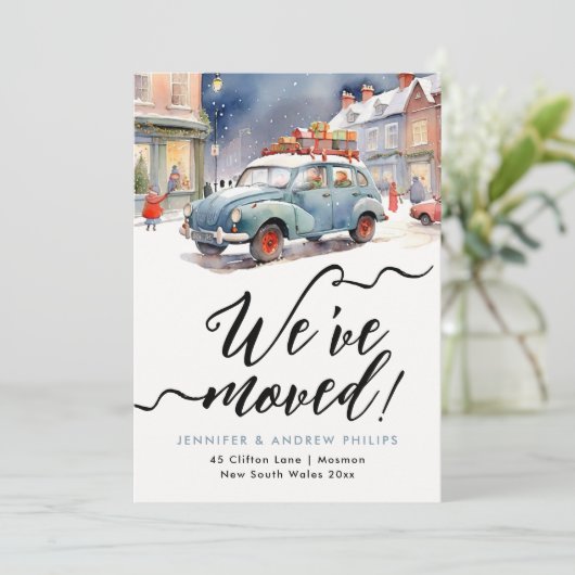 Niedlicher Winterurlaub Neue Adresse Farbe Wasser Ankündigung (Stehend Vorderseite)