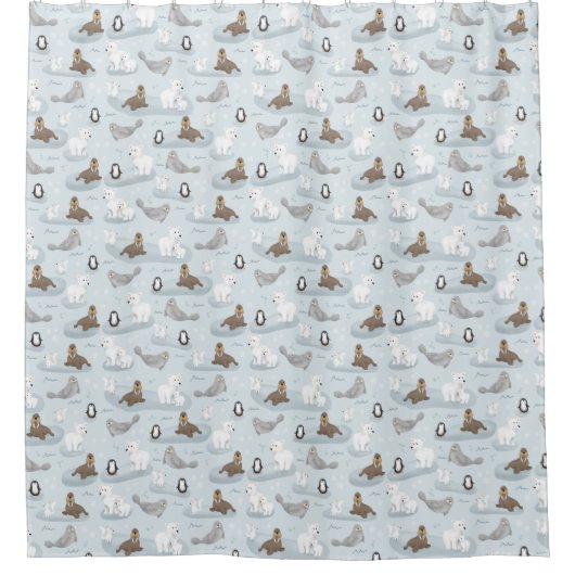 Niedlicher Winterurlaub Polarbär Weihnachten Duschvorhang (Vorderseite)