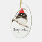 Niedlicher Wintervogel in Hat, Weihnachten, Spaß,  Keramikornament (Links)