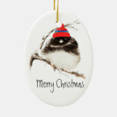 Niedlicher Wintervogel in Hat, Weihnachten, Spaß,  Keramikornament (Hinten)