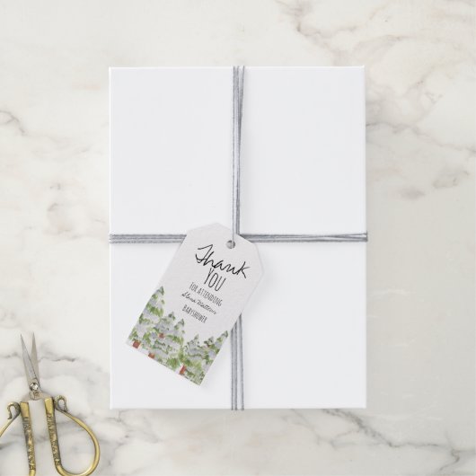 Niedlicher Winterwald Babydusche-Anhänger Geschenkanhänger (Mit Garn)