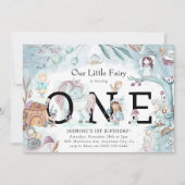 Niedlicher Winterwald Weihnachtsfest 1. Geburtstag Einladung (Vorderseite)