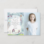 Niedlicher Winterwald Weihnachtsmädchen Geburtstag Dankeskarte (Vorderseite)