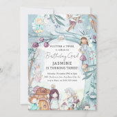 Niedlicher Winterwald Weihnachtsmädchen Geburtstag Einladung (Vorderseite)
