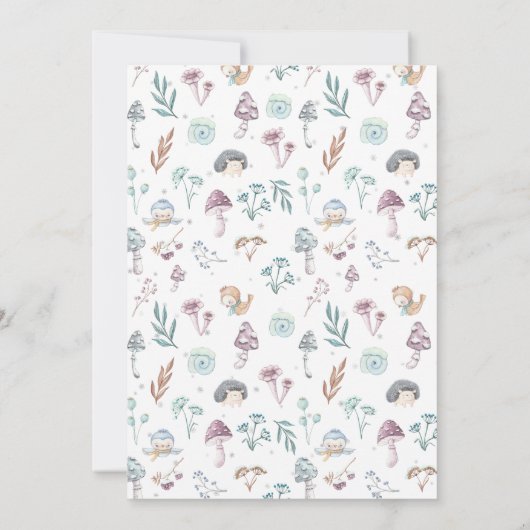 Niedlicher Winterwald Weihnachtsmädchen Geburtstag Einladung (Rückseite)