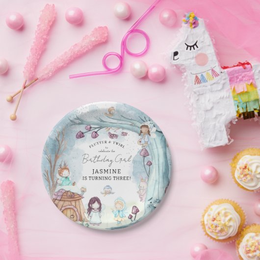 Niedlicher Winterwald Weihnachtsmädchen Geburtstag Pappteller (Party)