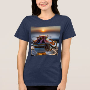 Niedlicher winziger Oktopus im Teakup bei Sonnenau Tri-Blend Shirt